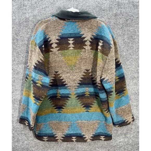 Vintage Roper Rodeo Blue Aztec Jacket Medium Silver Buttons Barn Chore Coat - Picture 3 of 11